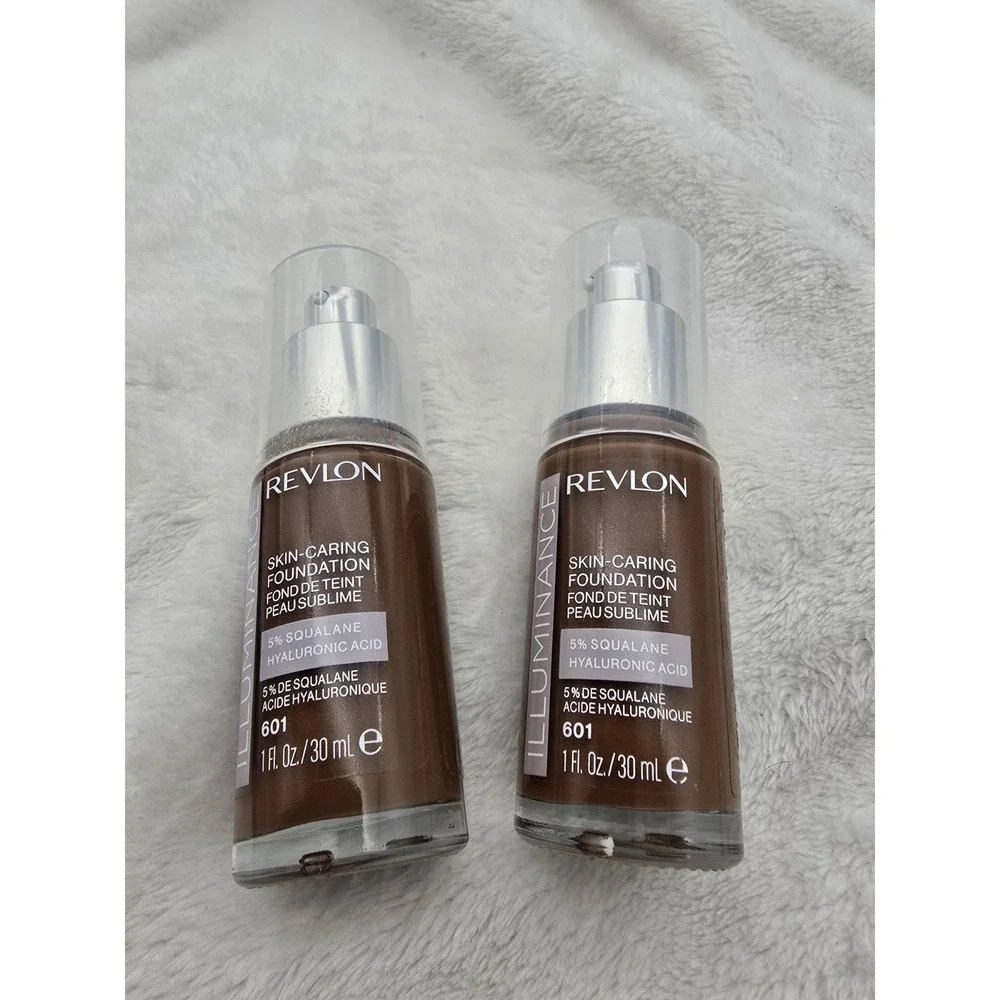 Lot of 2 Revlon Illuminance Skin Caring Foundation #601, 5% Squalane 1oz. Bottle